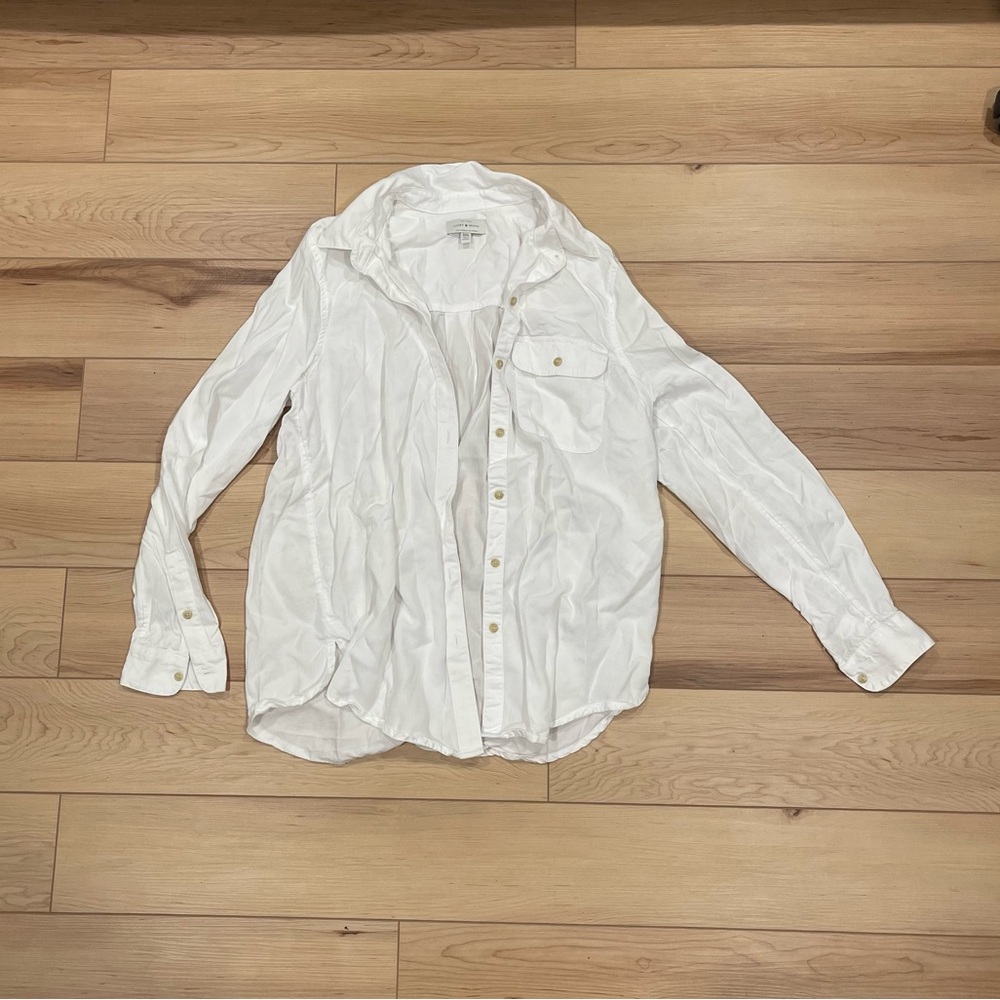 lucky brand white flowy button up